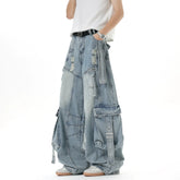 Multi-Pocket Wide Leg Cargo Jeans