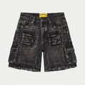 Octagon Cargo Denim Shorts (Black)