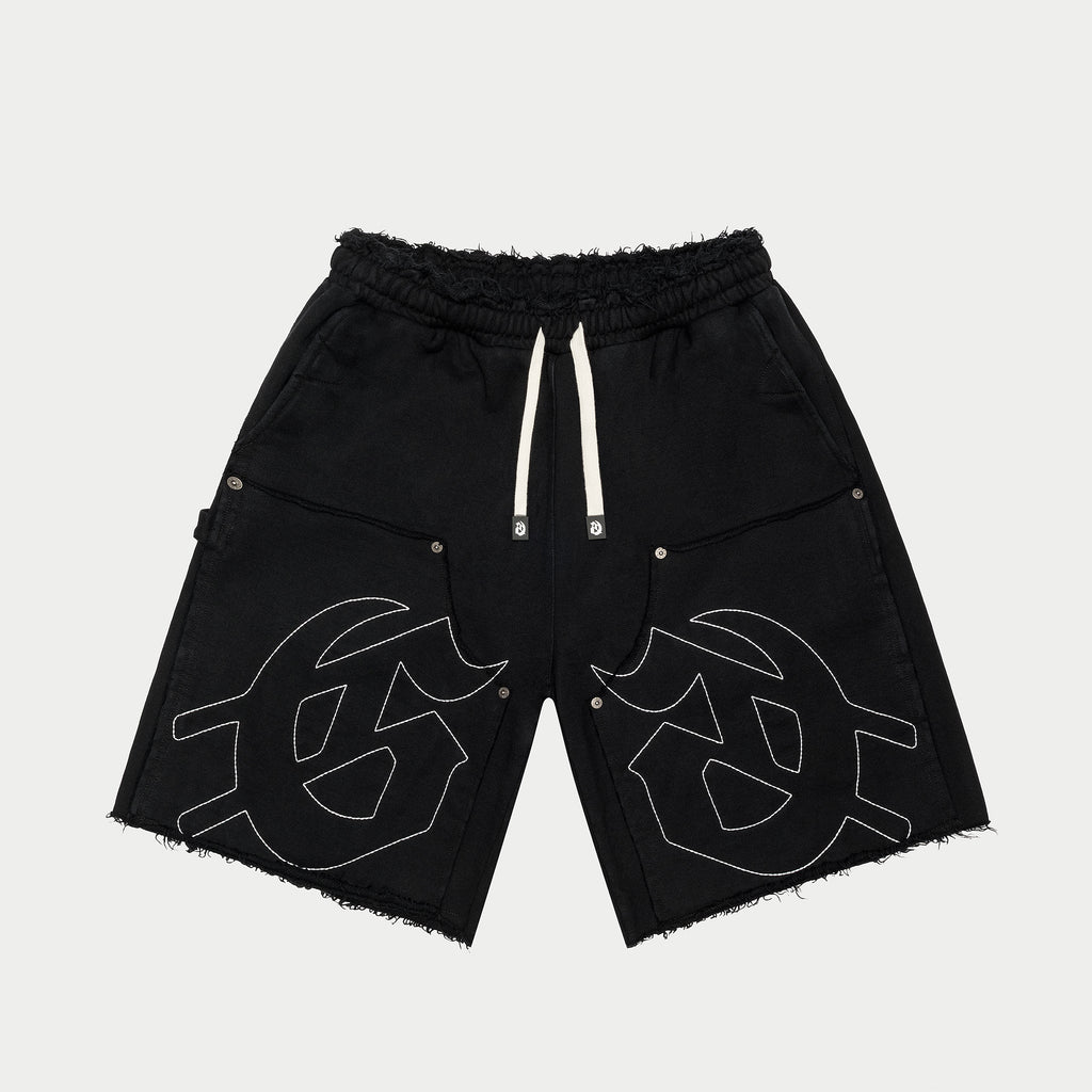 Carpenter Distressed Shorts (Black )