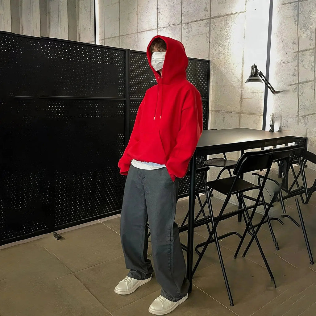 Basic Drawstring Hooded Sweatshirt