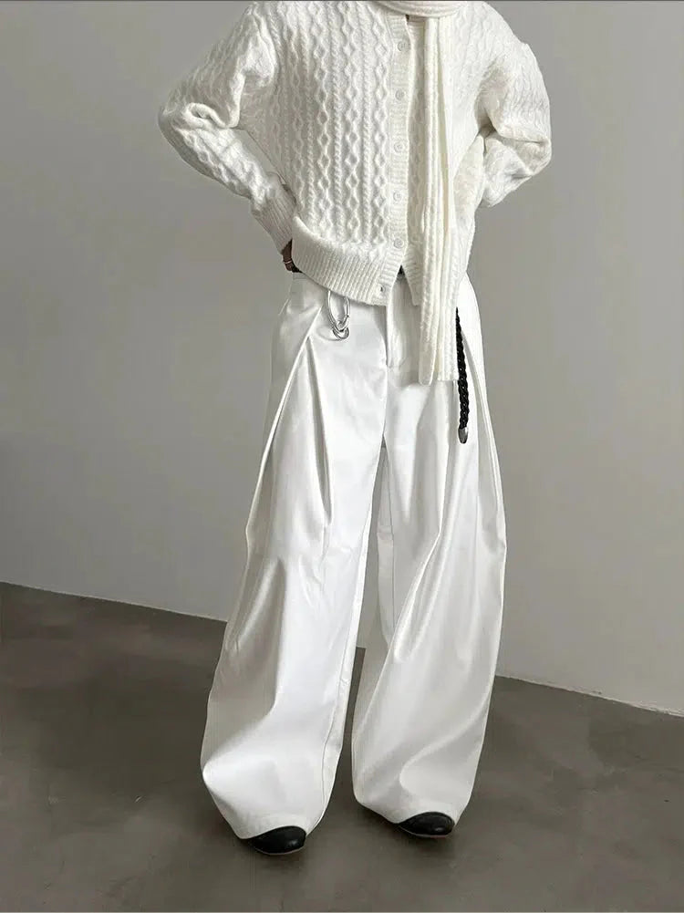 Belt Loops Wide-Leg High-Waist Pants