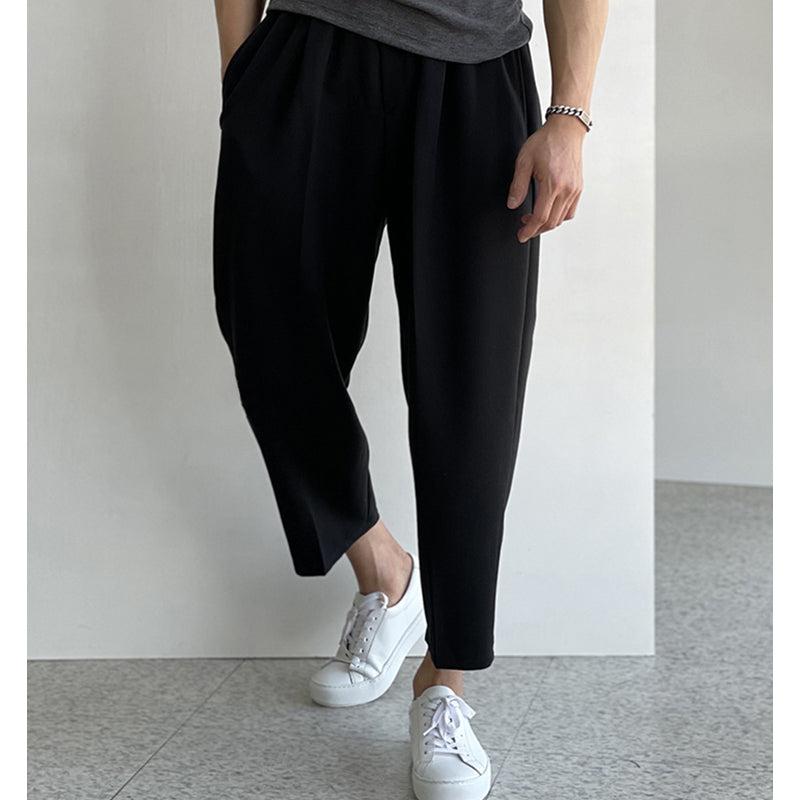 Elastic Waist Cropped Drape Pants