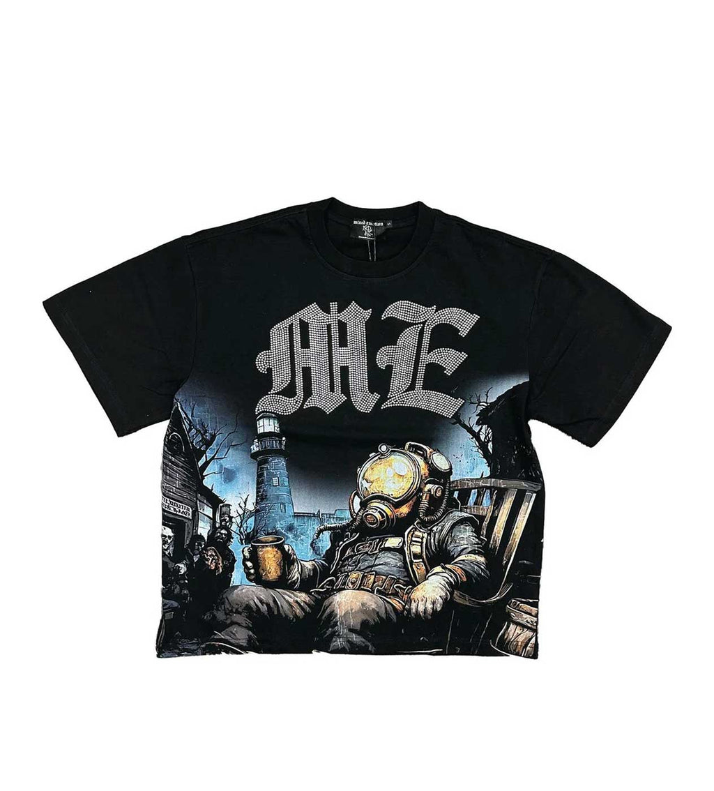 Mixed Emotions Astronaut Rhinestone Tee Black