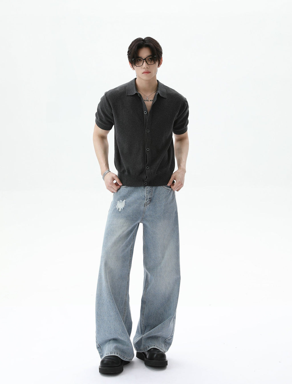 Front buttons Short Sleeve Knit Cardigan
