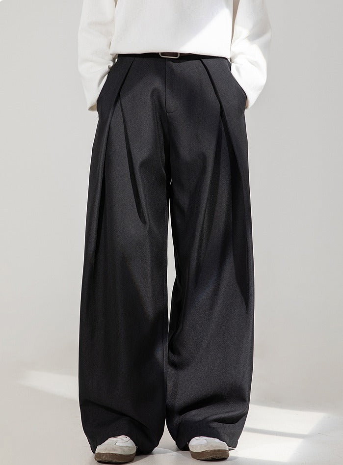 Pleated Wide Leg Casual Pants