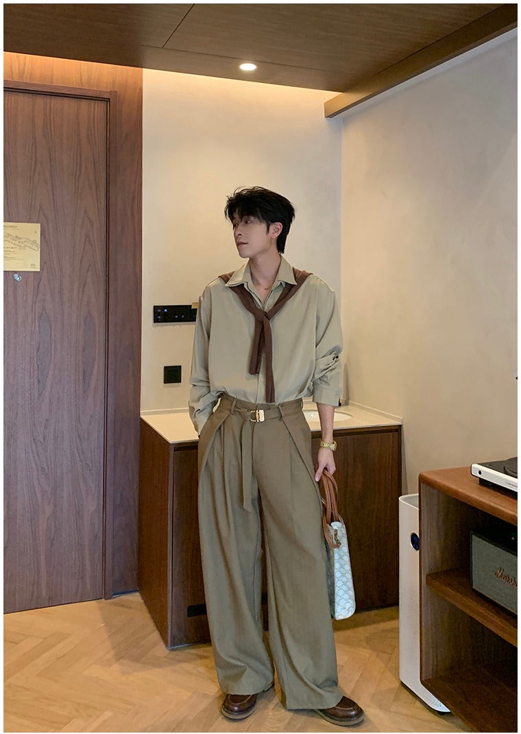 Straight Fit Wide-Leg Pants