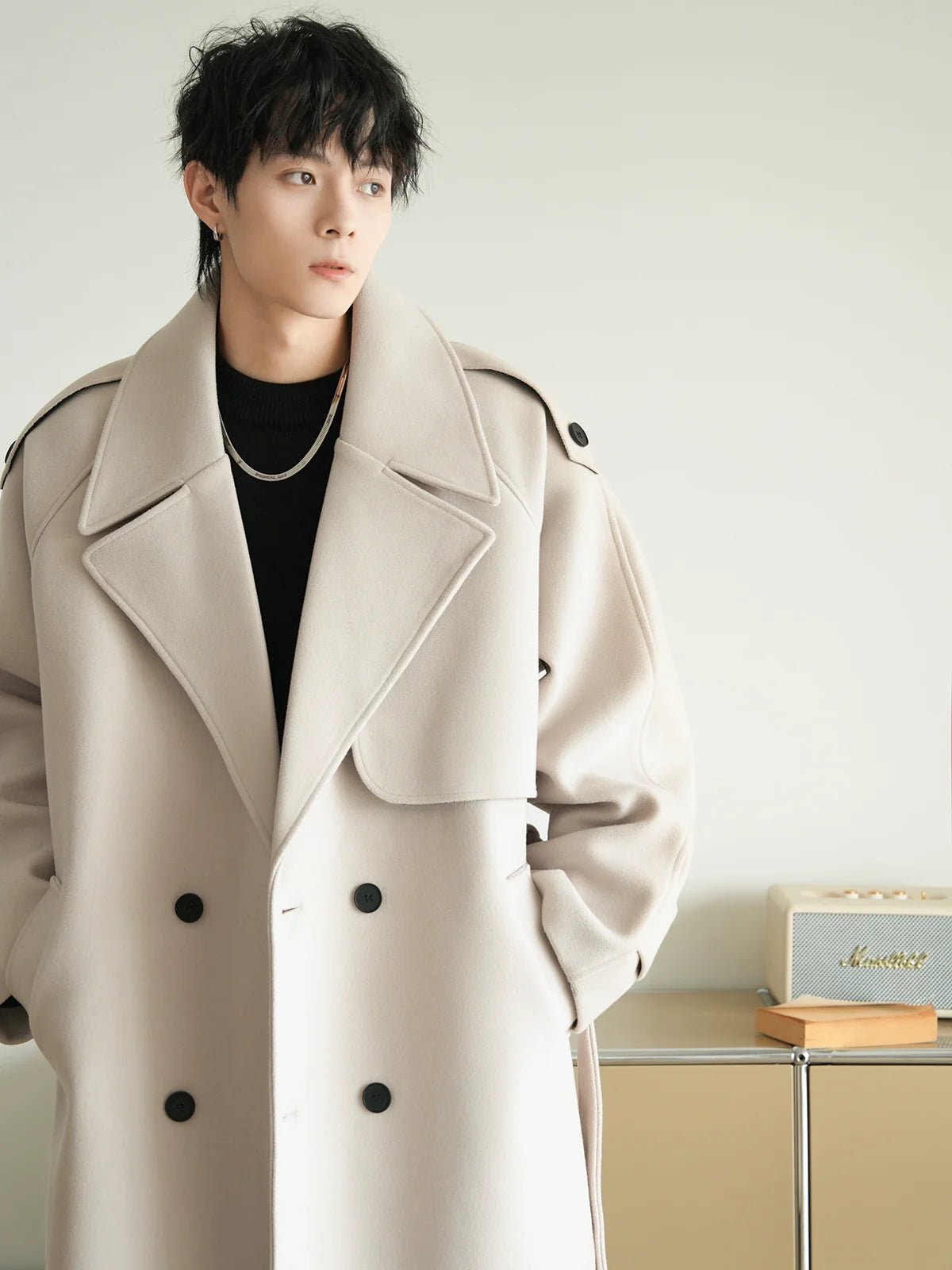 Loose Fit Mid-Length Woolen Coat