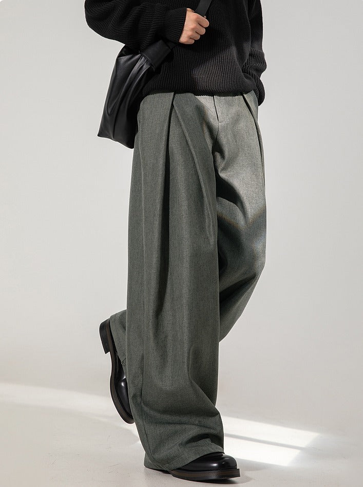 Pleated Wide Leg Casual Pants