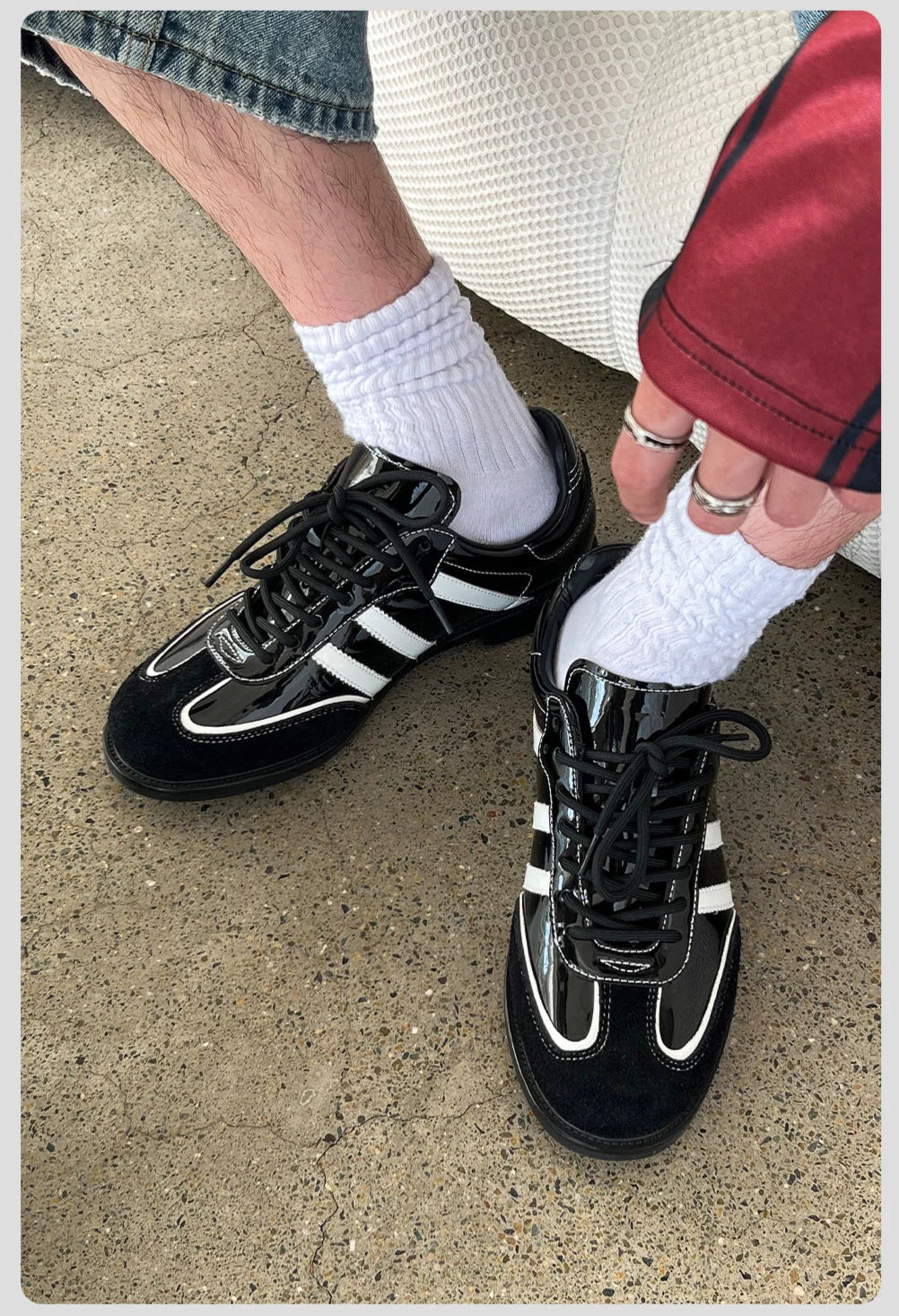 Retro Leather Stripe Commuter Sneakers