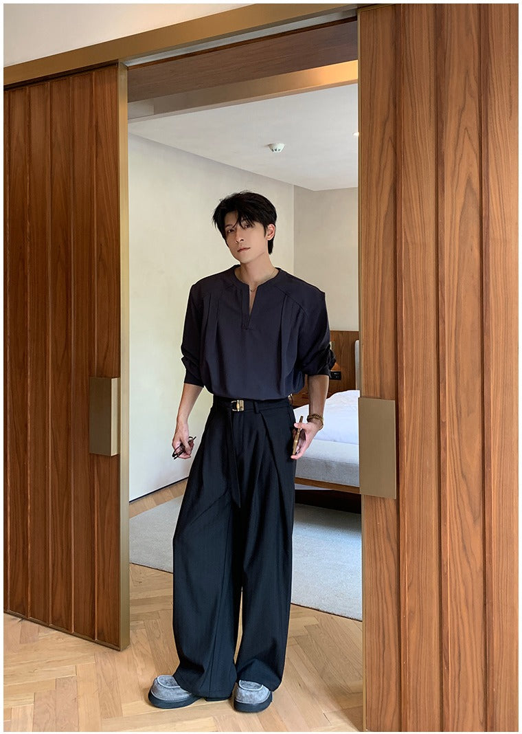 Straight Fit Wide-Leg Pants