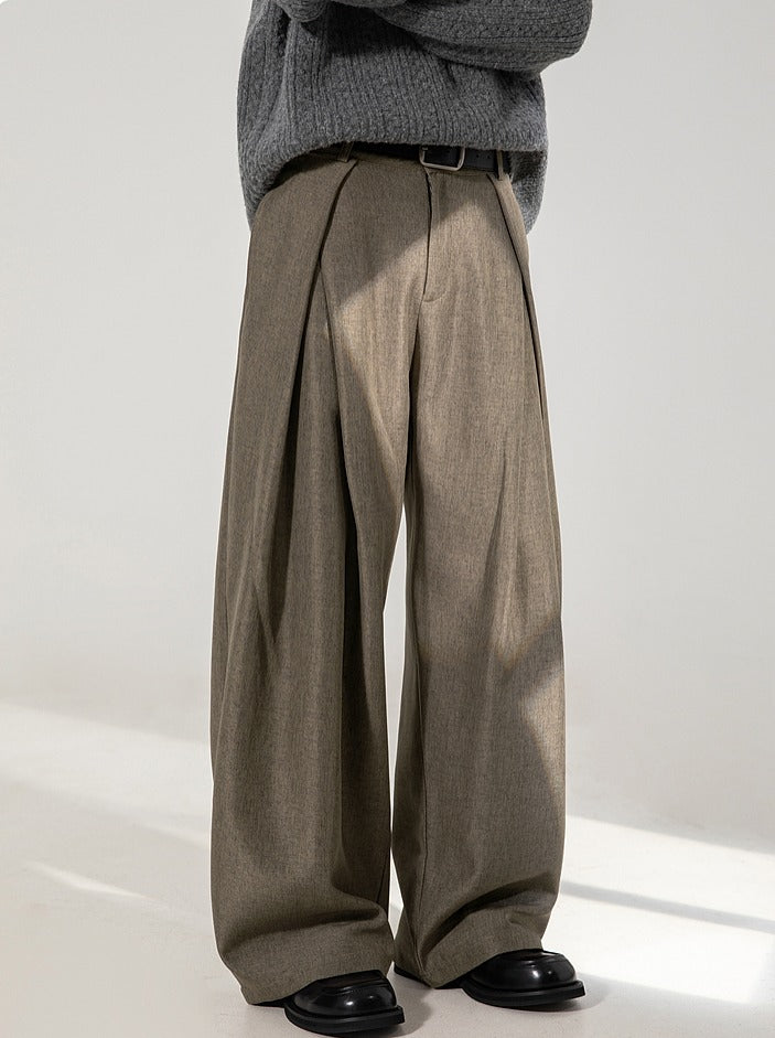 Pleated Wide Leg Casual Pants