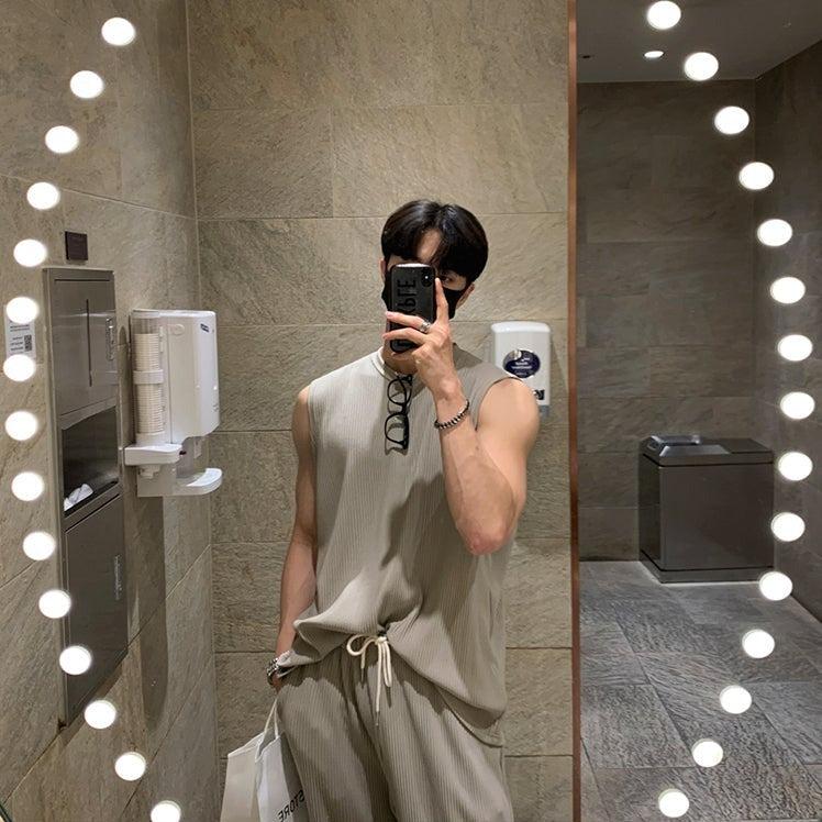 Pleated Sleeveless Vest and Pants