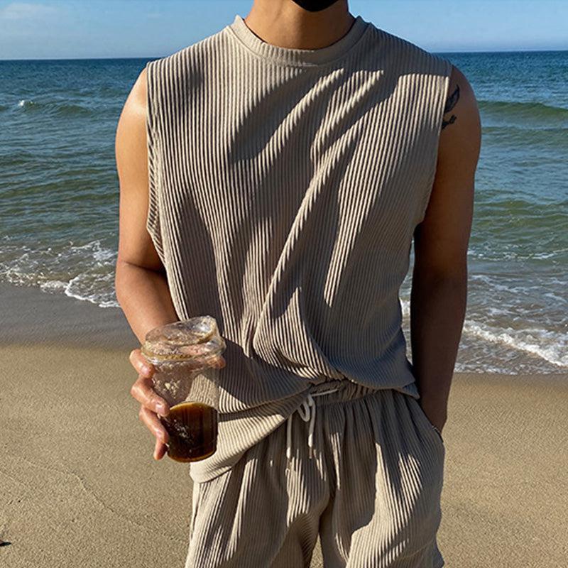 Pleated Stripe Vest and Pants