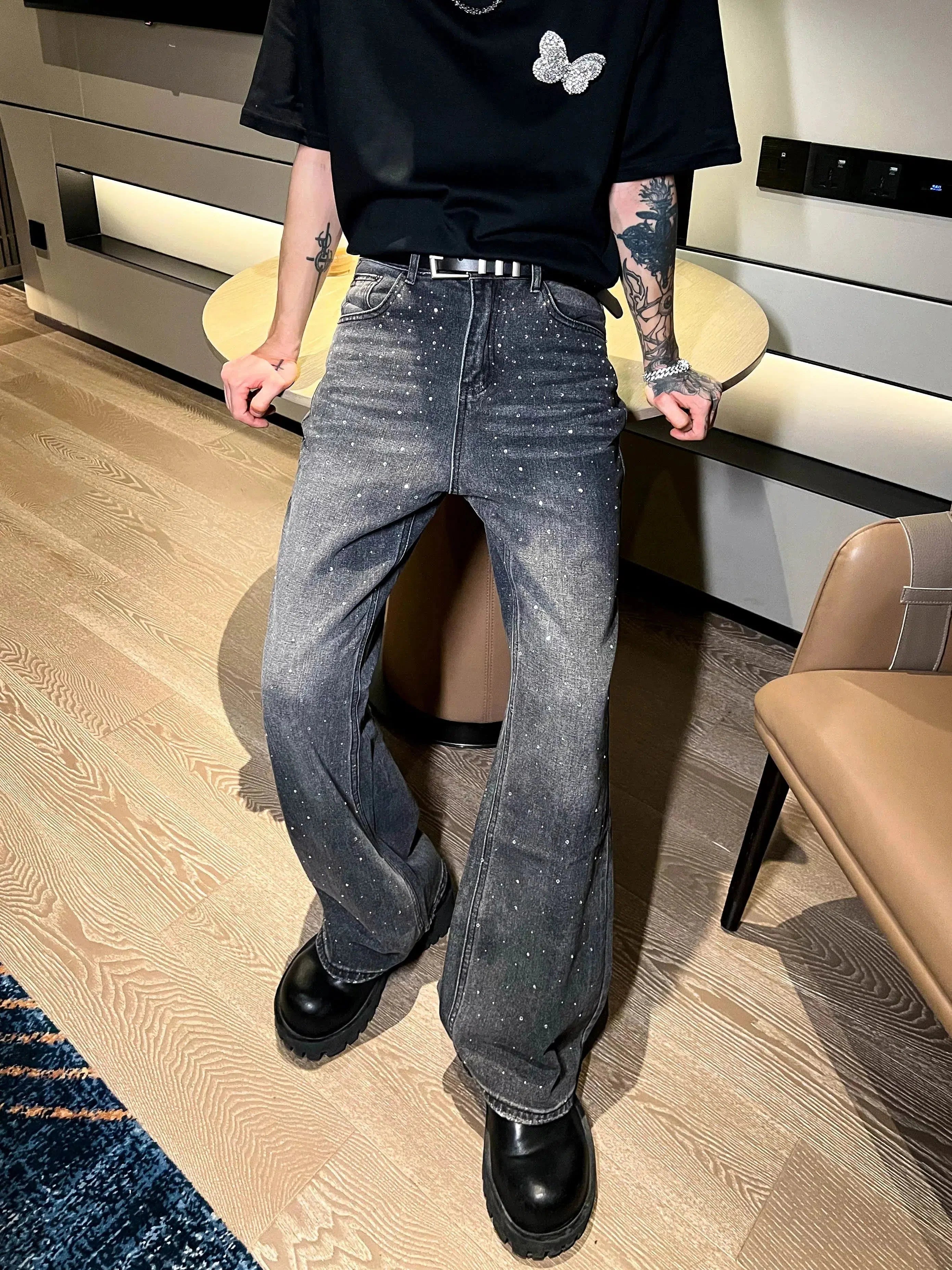 Rhinestone-Embellished  Jeans