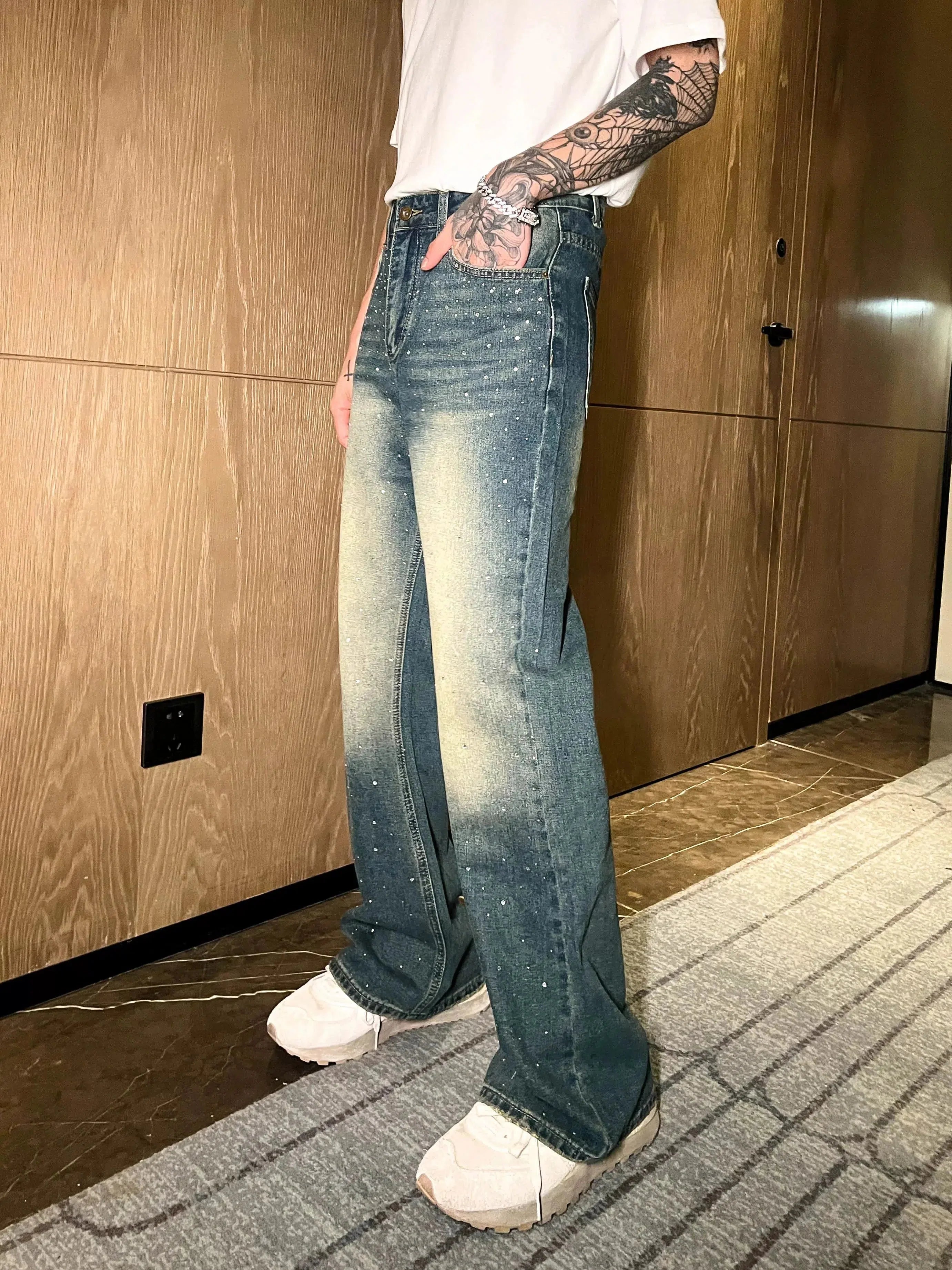 Rhinestone-Embellished  Jeans