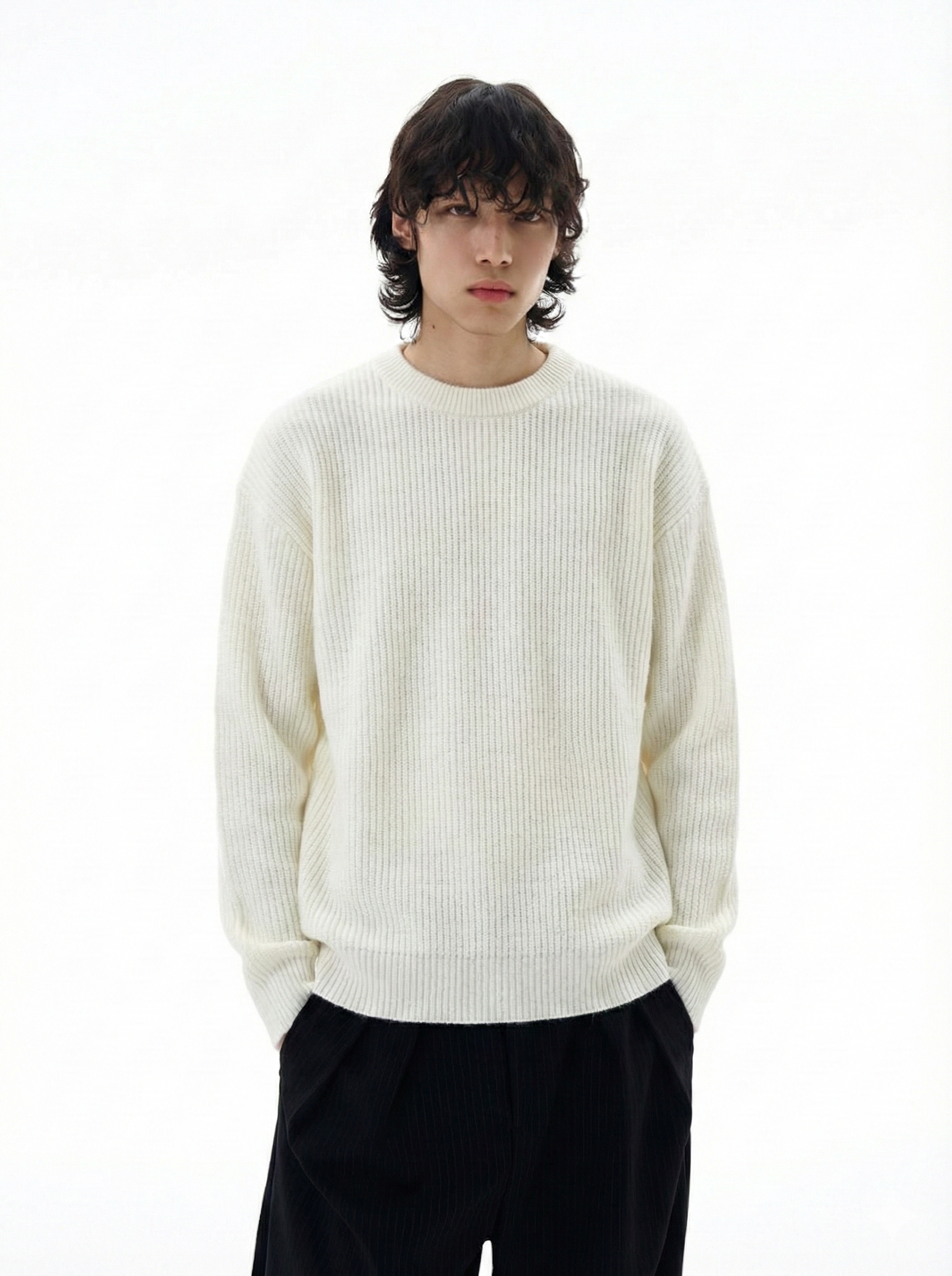 Pleated Knitted Round Neck Bottoming Sweater
