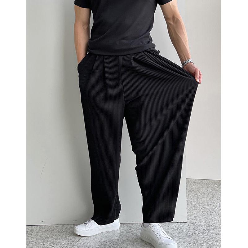 Drawstring Drape Pleated Pants