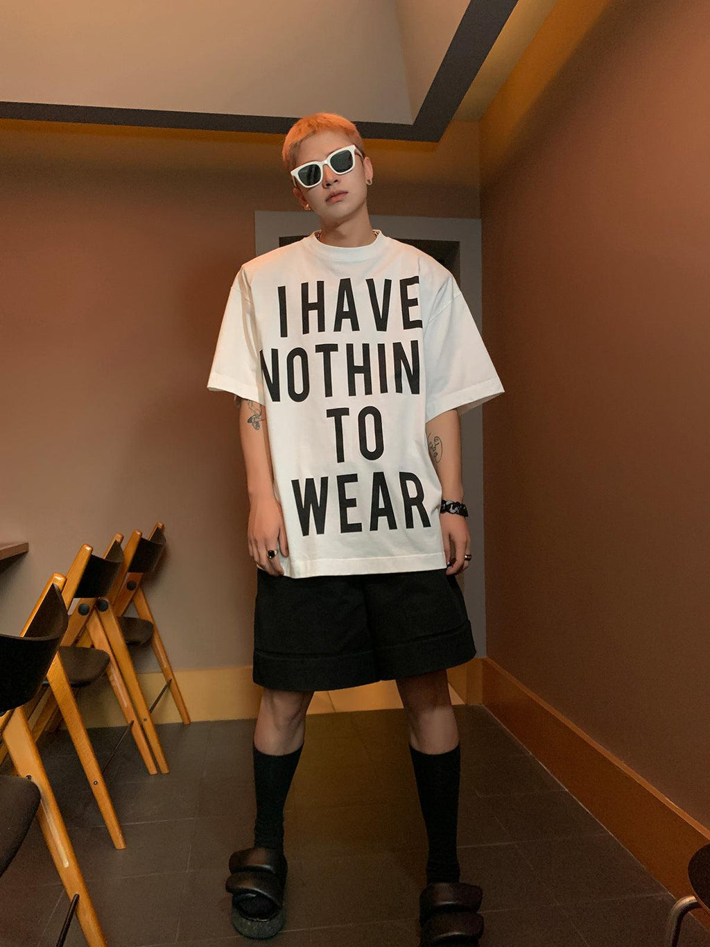 Oversized Letter Print Casual Short-sleeved T-shirt