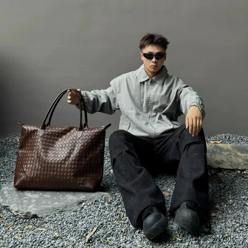 Leather Woven Large Capacity Tote Bag