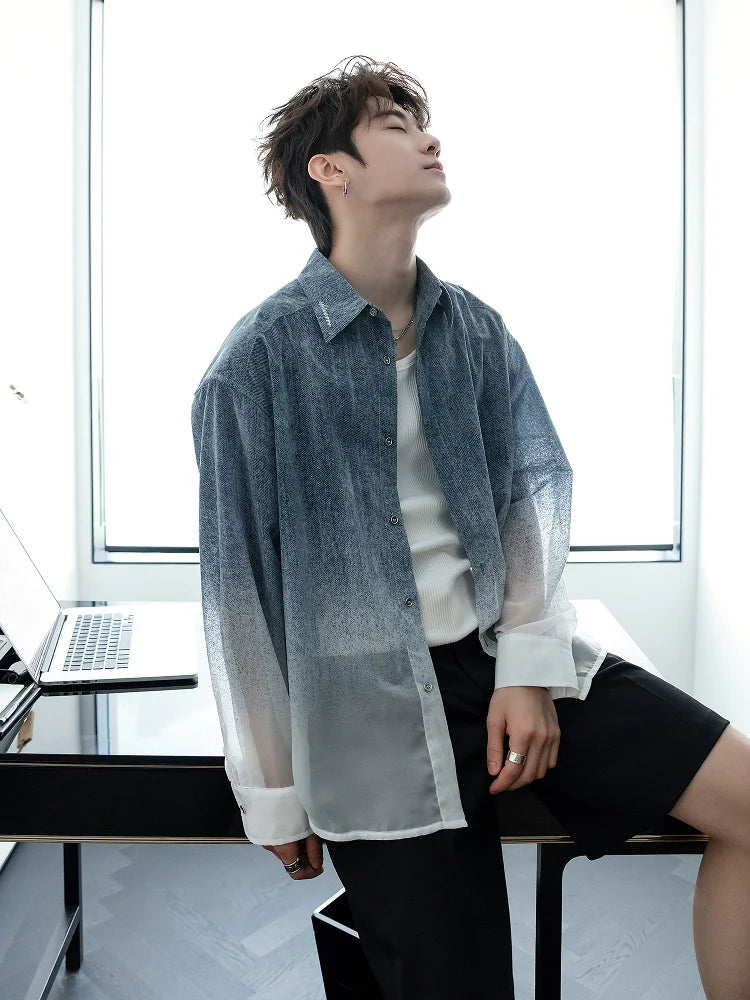 Gradient Color Lightweight Casual Shirt