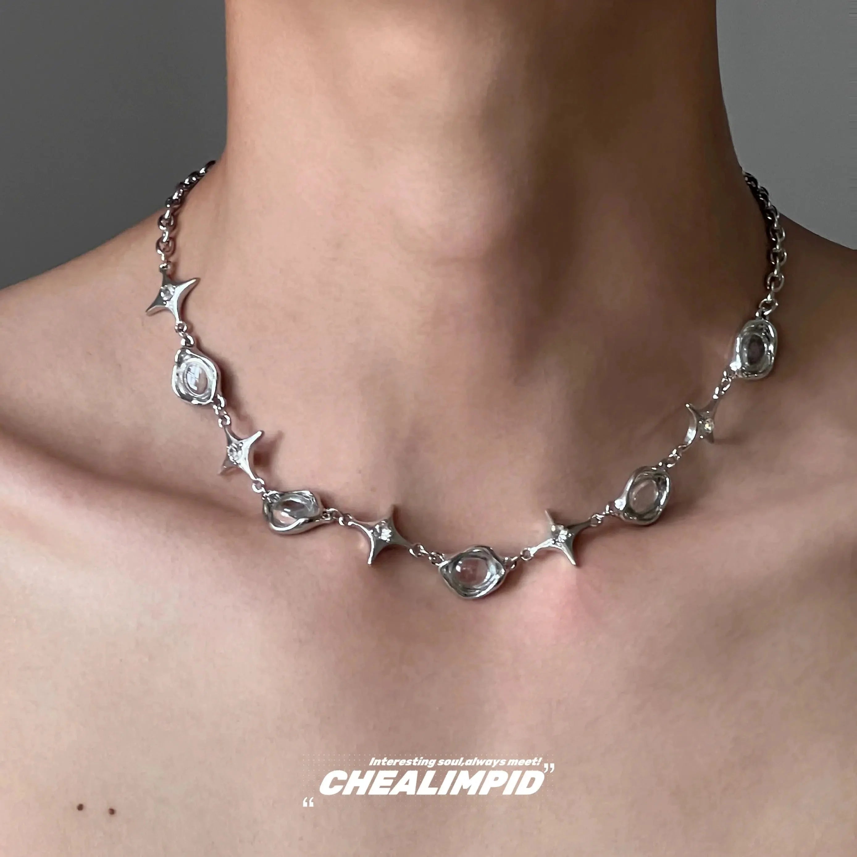 Star Oval Irregular Zircon Necklace