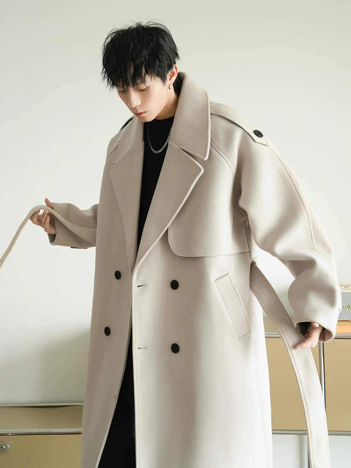 Loose Fit Mid-Length Woolen Coat