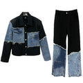 Denim Patchwork Jacket and Pants