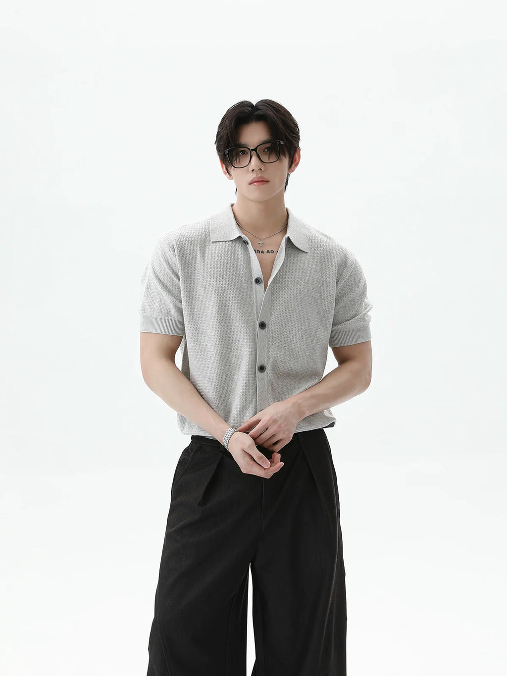 Front buttons Short Sleeve Knit Cardigan