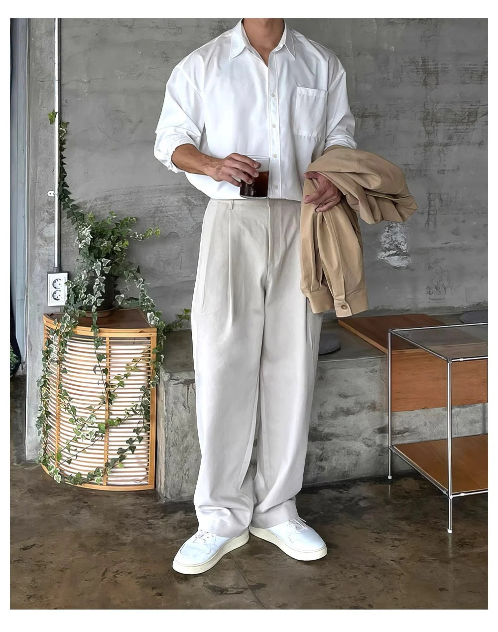 Wide-Leg Non-Iron Pleated Pants