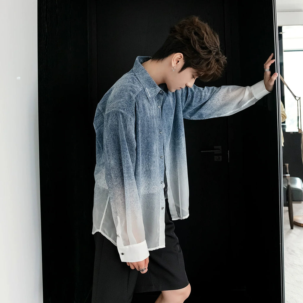 Gradient Color Lightweight Casual Shirt