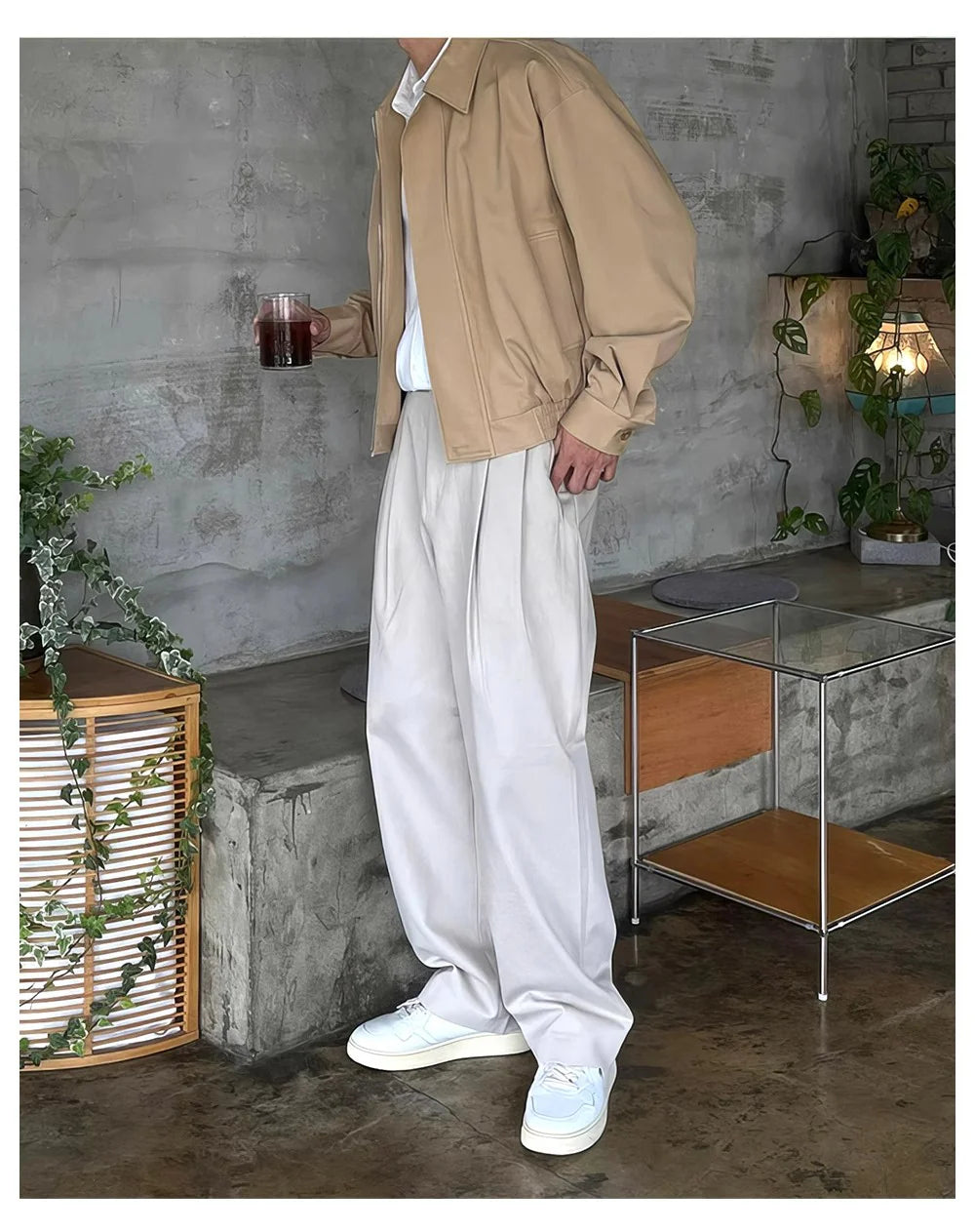 Wide-Leg Non-Iron Pleated Pants