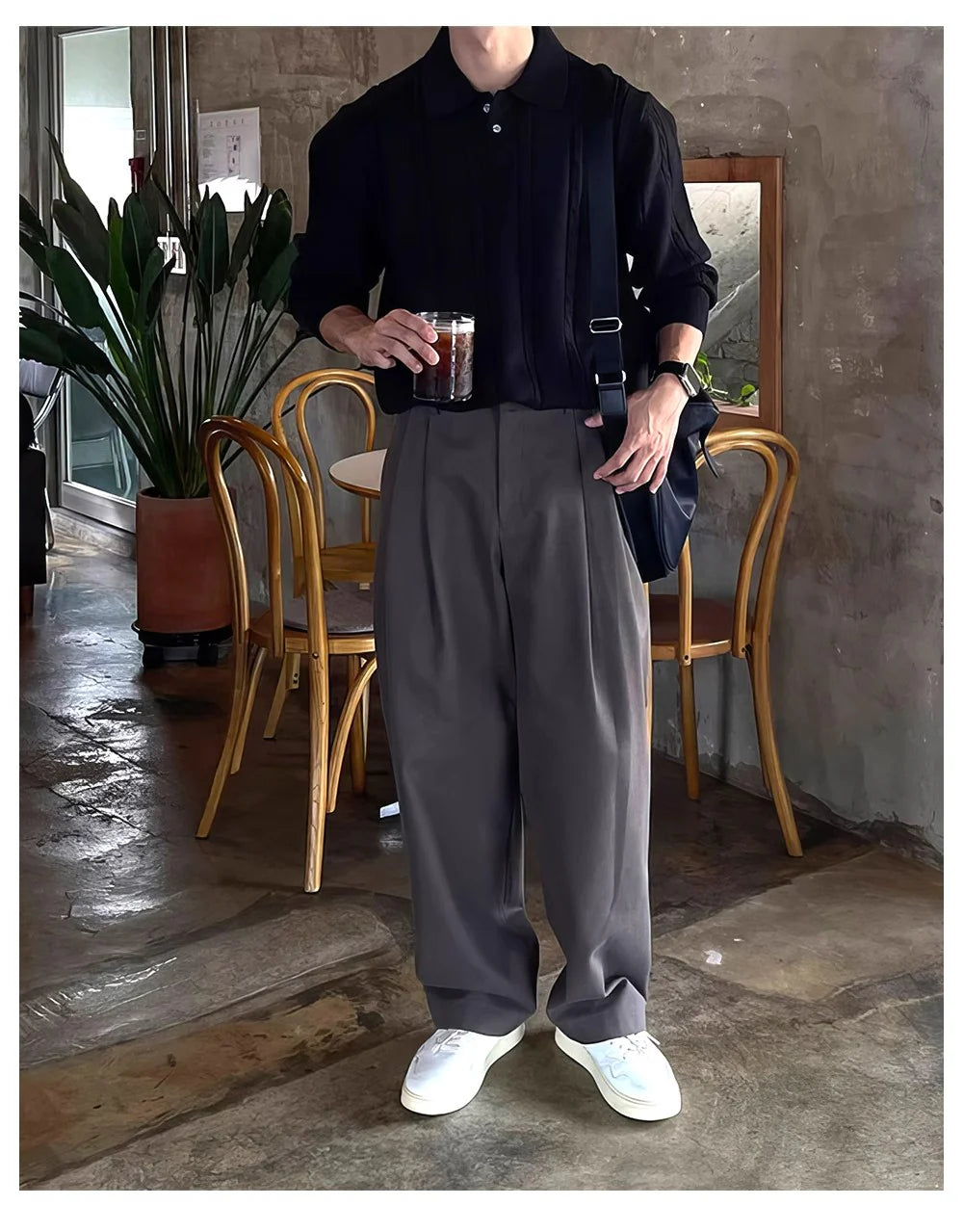 Wide-Leg Non-Iron Pleated Pants