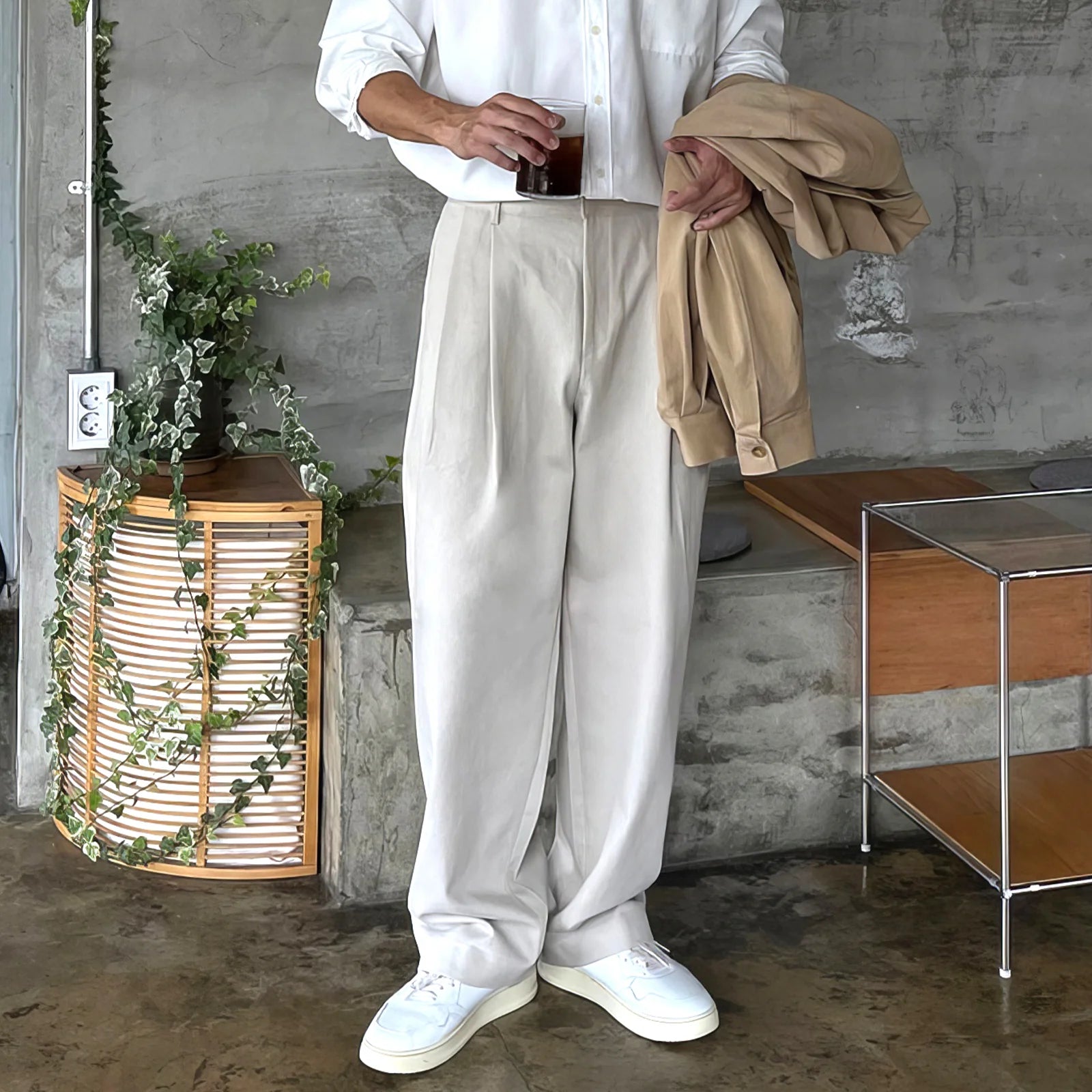 Wide-Leg Non-Iron Pleated Pants