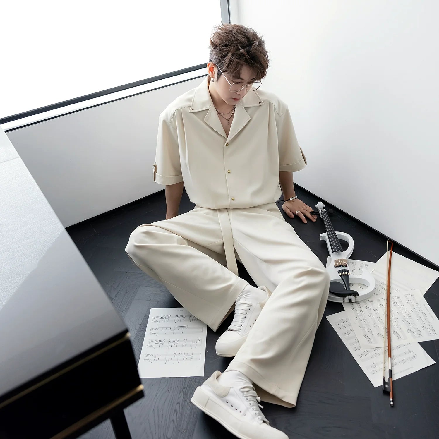 Loose Fit Short Sleeve Suit