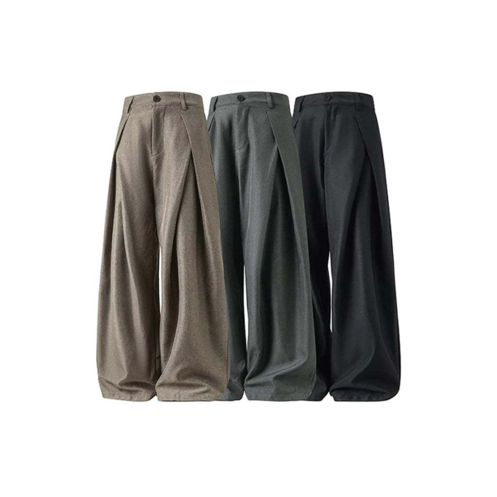 Pleated Wide Leg Casual Pants