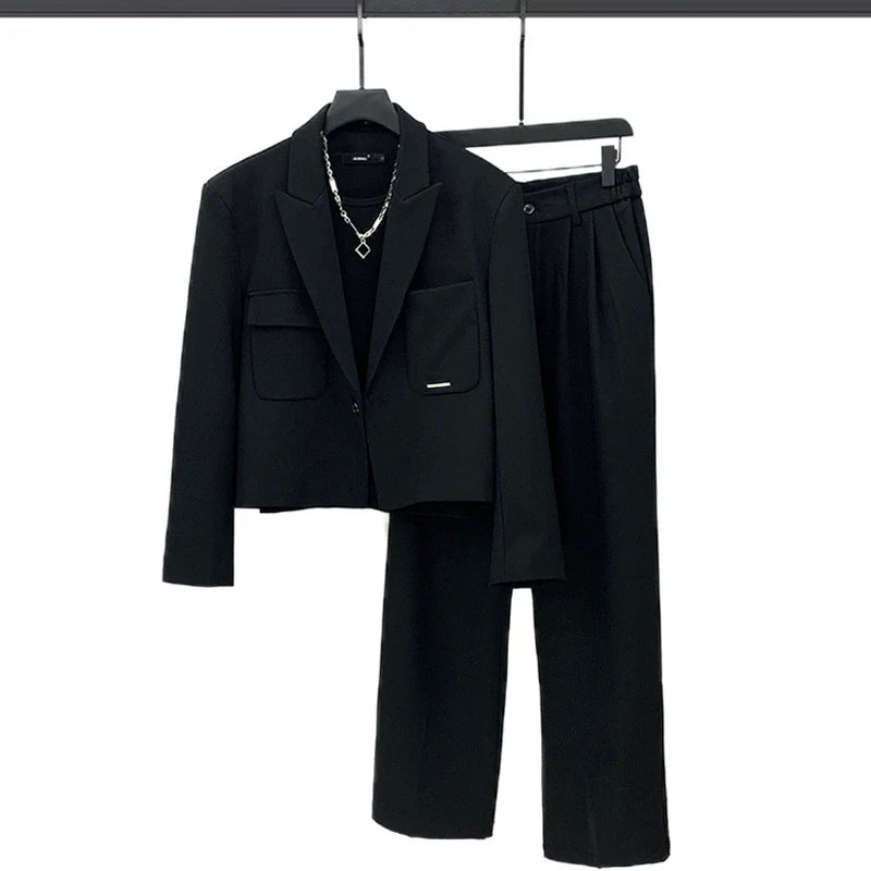 Loose Fit Short Blazer and Pants