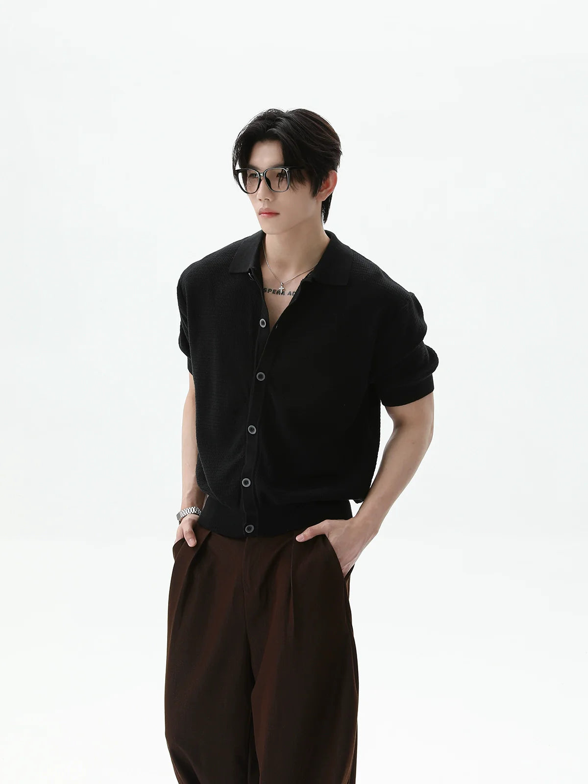 Front buttons Short Sleeve Knit Cardigan