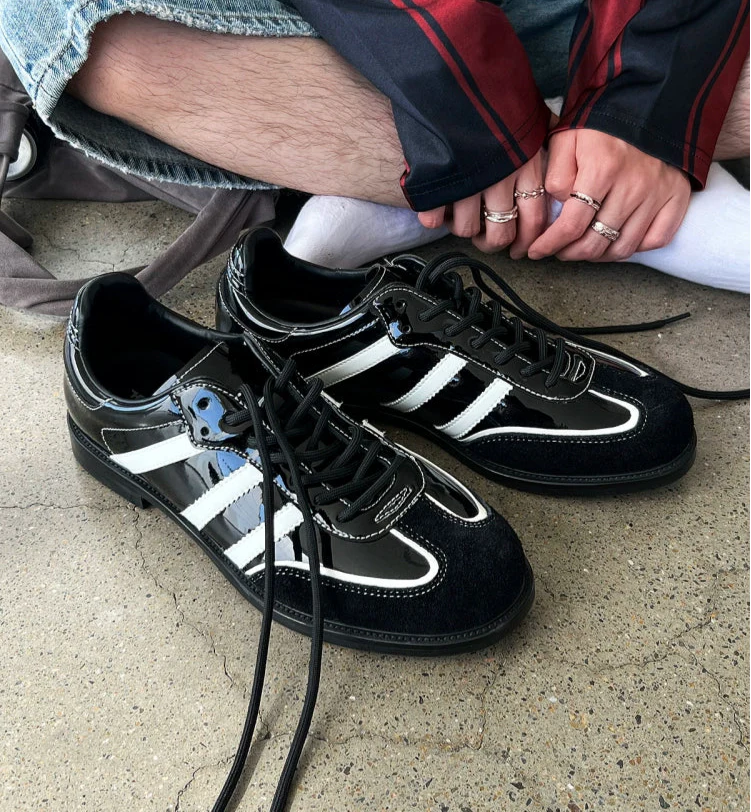 Retro Leather Stripe Commuter Sneakers